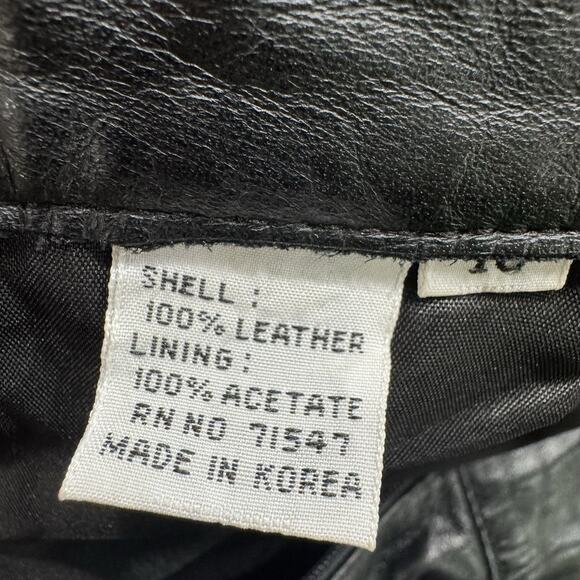 Black Leather Pencil Skirt Womens size 10 Lined Back Zipper & Slit - Picture 8 of 11